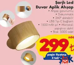 PETRİX ŞARJLI LED DUVAR APLİK AHŞAP